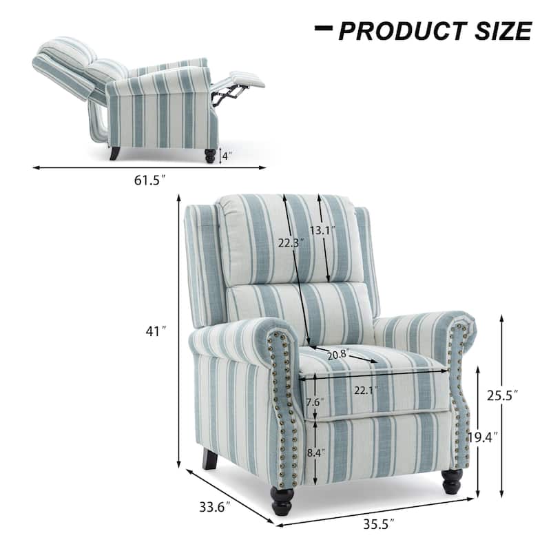 Alisa 35'' W Vegan Leather/ Linen Glider Push Back Recliner Chair