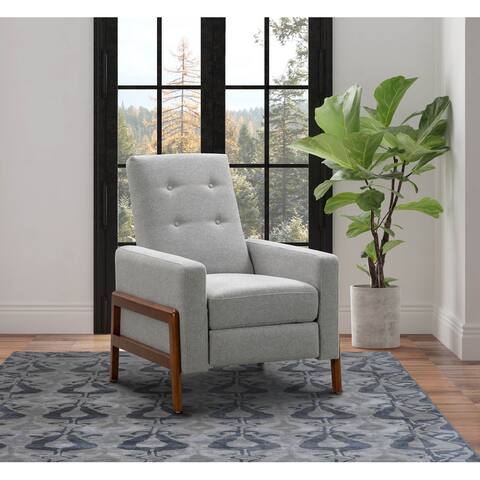 Abbyson Asher Mid Century Modern Grey Fabric Pushback Recliner