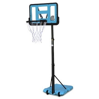 Height Adjustable Basketball Hoop 44 Inch Backboard Portable Basketball Goal with Stable Base and Wheels