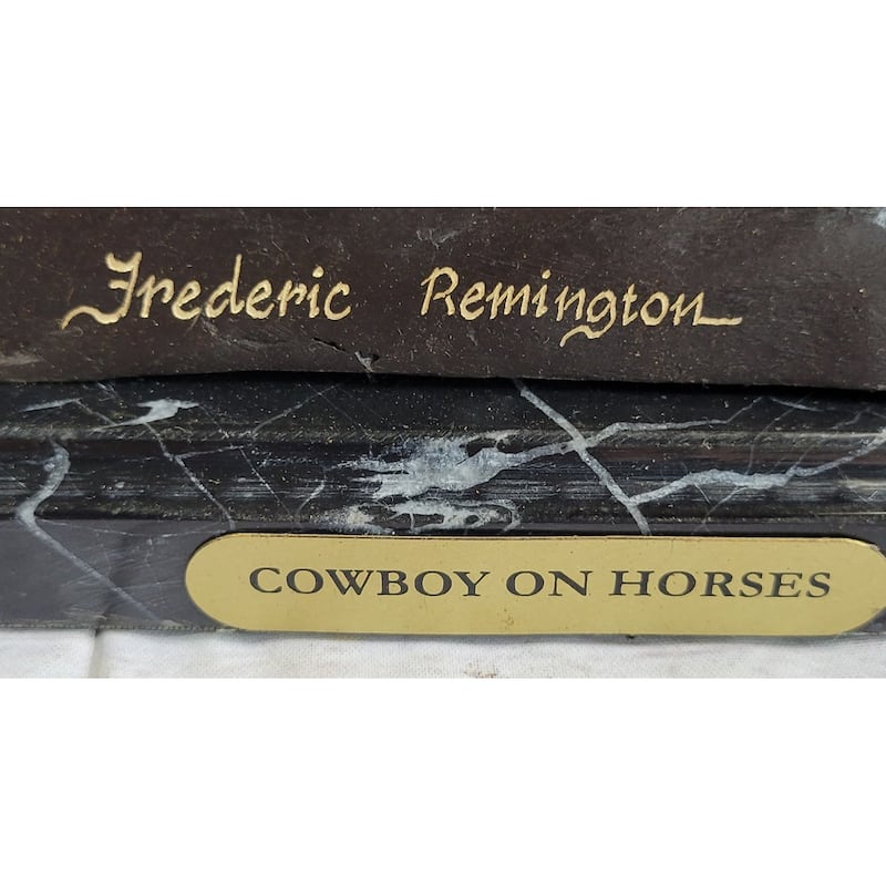 Frederic Remington Bronze Cowboy Will Rogers Statue Sculpture Western Art 14 Inches X 16 Inches