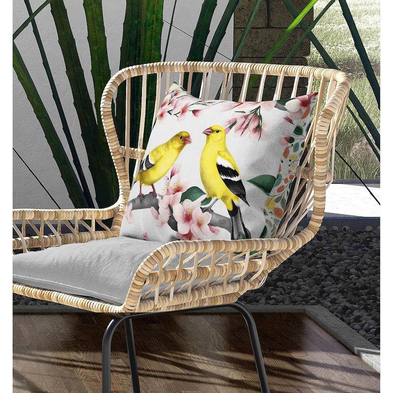 Goldfinch Haven Indoor/Outdoor Reversible Throw Pillow White and Pink