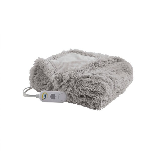 Malea Heated Shaggy Faux Fur Heated Throw by Serta - On Sale - Bed