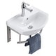preview thumbnail 11 of 12, White Porcelain Wall Mounted Bathroom Sink with Faucet, Drain, Towel Bar and Overflow