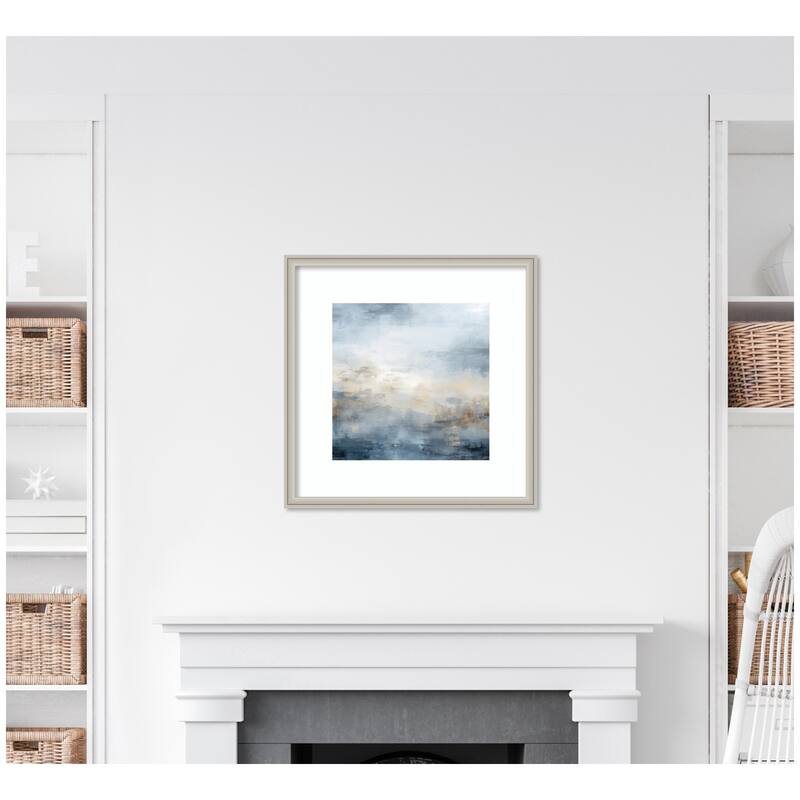 Kate and Laurel Tonal Abstract Oceanic Nautical Serenity Blue by The Creative Bunch Studio Framed Wall Art Print
