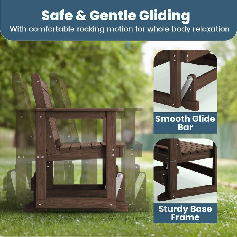 Outdoor Patio HDPE Glider Bench, Garden Rocking Bench