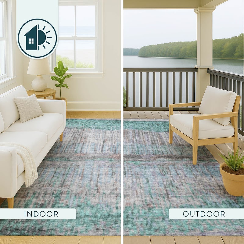 Machine Washable Indoor/ Outdoor Modern Ombre Chantille Rug