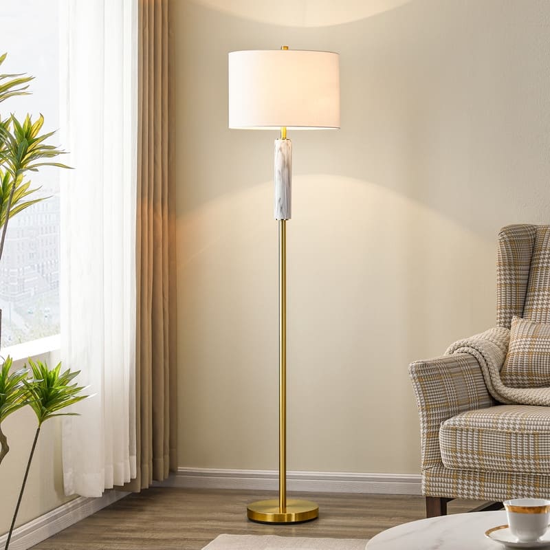 KAWOTI 63.75” Traditional Floor Lamp with Faux White Marble - 63.75"