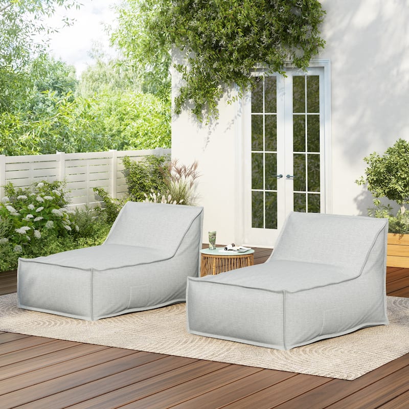 Christopher Knight Home- Shanks Foam Outdoor Bean Bag Lounge Chair (Set of 2) - Light Gray