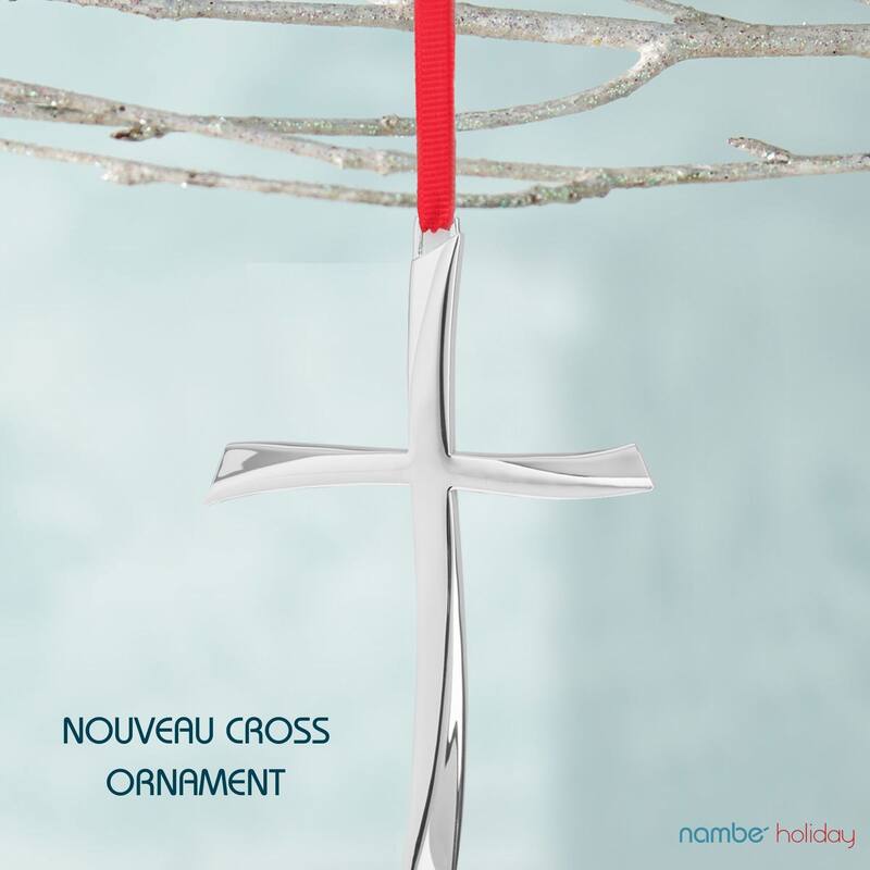 Nambe Nouveau Cross Ornament - 3.3” x 5.5”