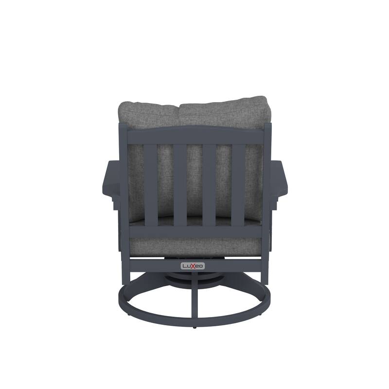 Aspen Rock/Swivel Deep Seating Chairs-White/Navy Cushion (Set of 2)