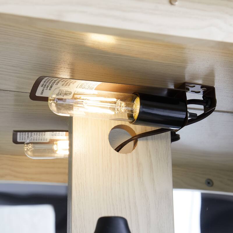 GDFStudio - Traditional Storage Lighted Curio Display Cabinet with Glass Doors and Drawer