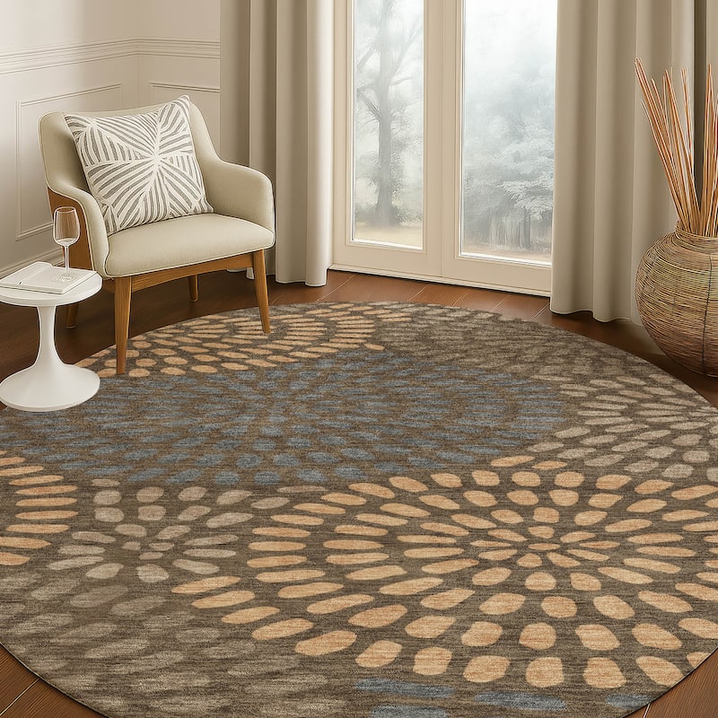 Machine Washable Indoor/ Outdoor Casual Ric Chantille Rug