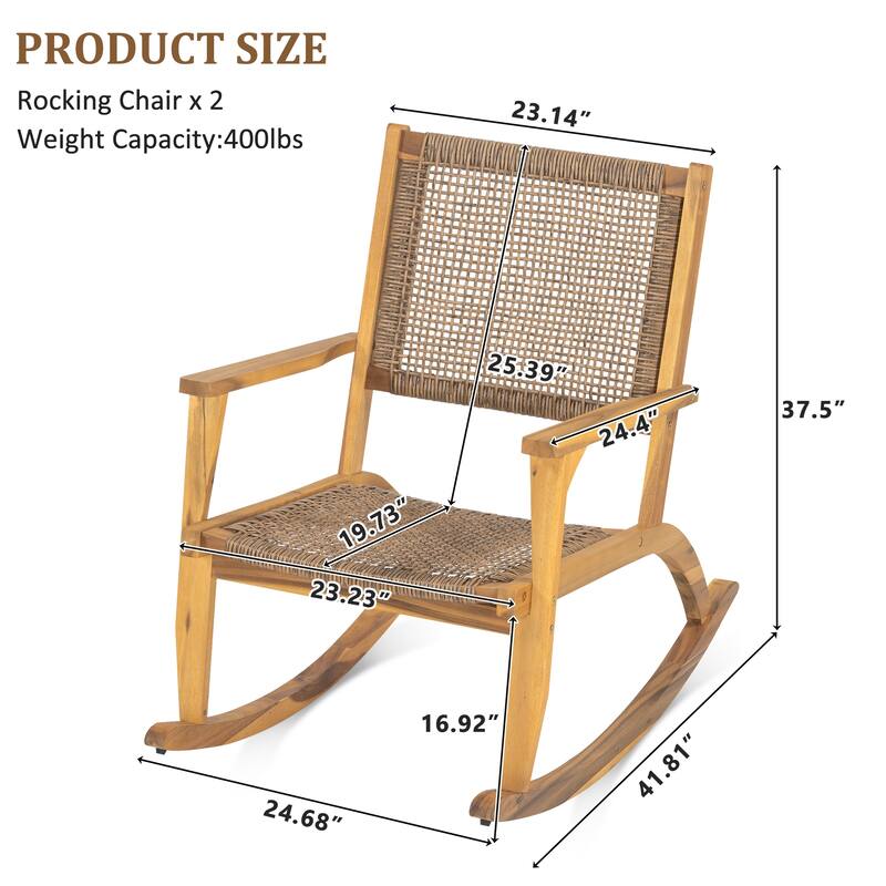 2 Pieces Acacia Wood Comfortable Patio Bistro Set