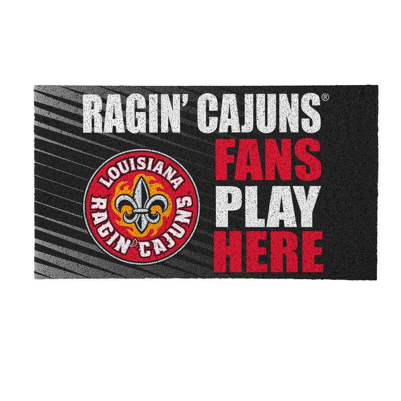28 in. x 16 in. University of Louisiana-Lafayette "Fans Play Here" PVC Door Mat
