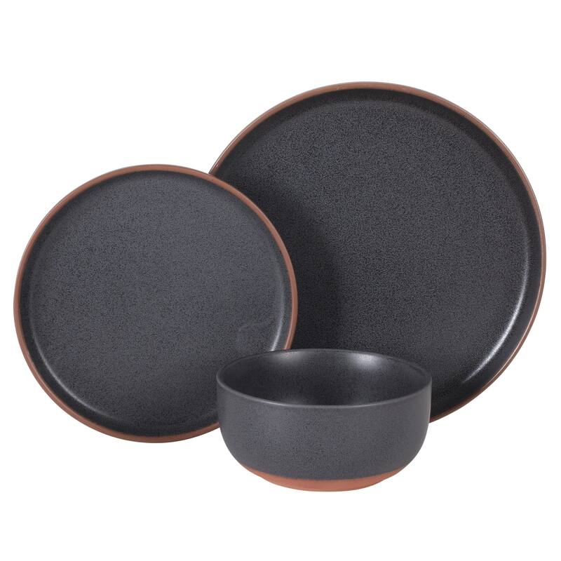 Gibson Elite Abbey Circle 12 Piece (Service for 4) Reactive Matte Glaze Dishes Stoneware Ceramic Dinnerware Set
