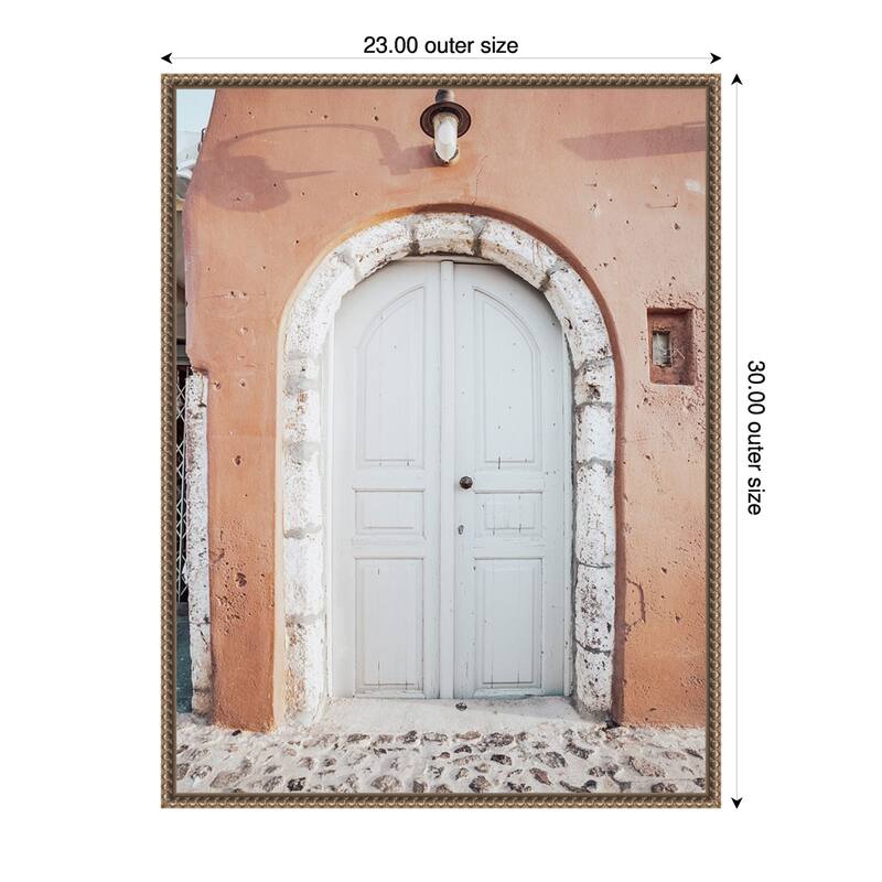 Santorini Dome Complement by Bella Eve Framed Canvas Wall Art Print - Sylvie Beaded Gold - 23 x 30 in