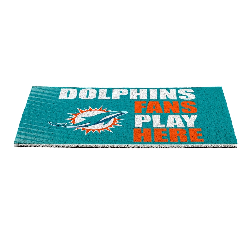 28 in. x 16 in. Miami Dolphins "Fans Play Here" PVC Door Mat