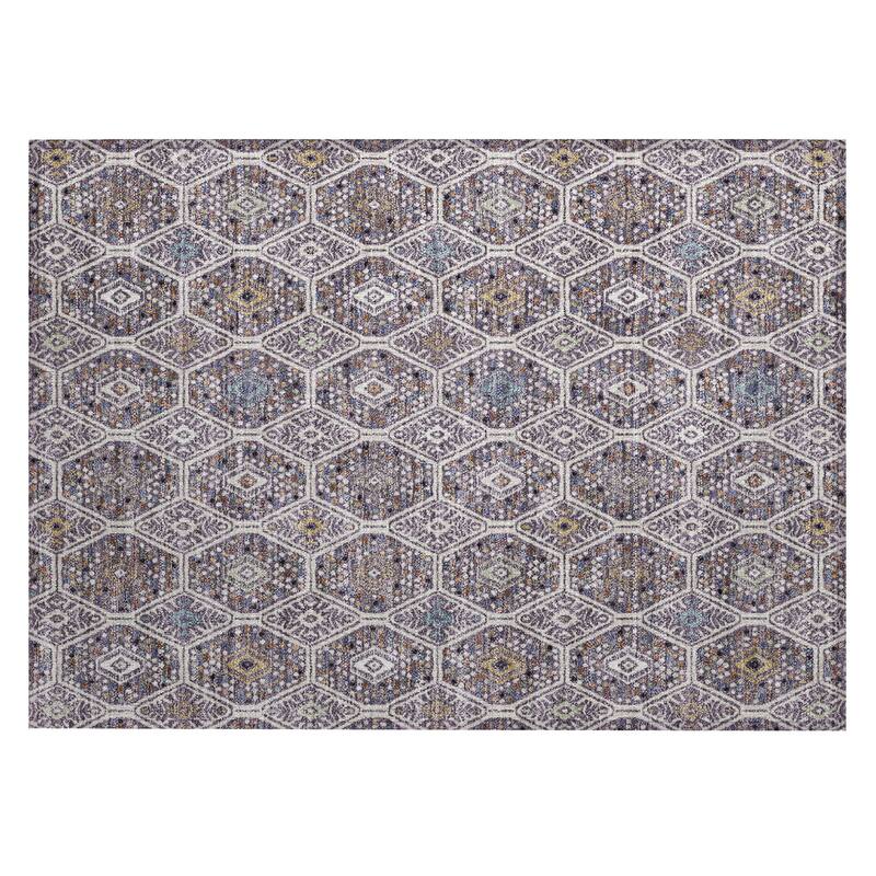 Machine Washable Indoor/ Outdoor Modern Hexi Chantille Rug