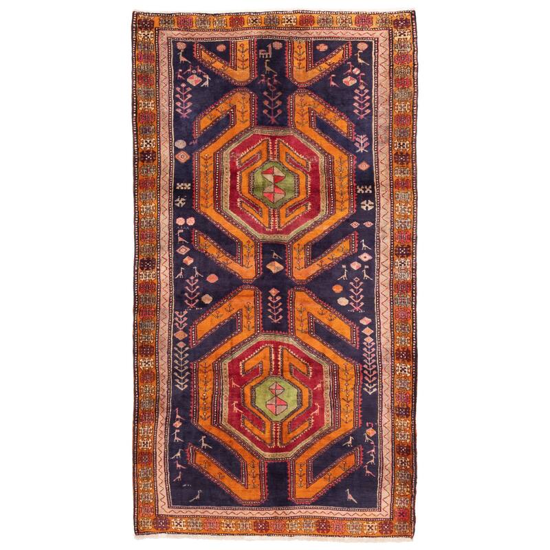 ECARPETGALLERY Hand-knotted Konya Anatolian Dark Navy Wool Rug - 5'5 x 10'2