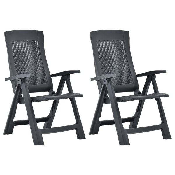 vidaXL Patio Reclining Chairs 2 pcs Plastic Anthracite Bed Bath