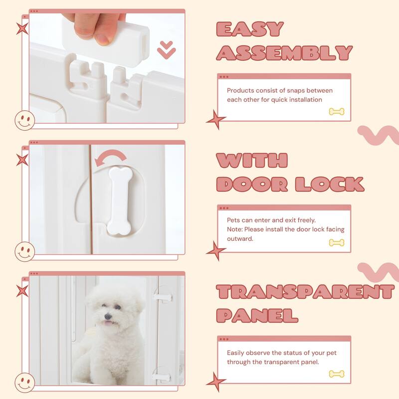 Erommy Clear Pet Pen with Door - Easy Assembly Playpen for Puppies, Cats, Dogs, Rabbits, and Small Animals