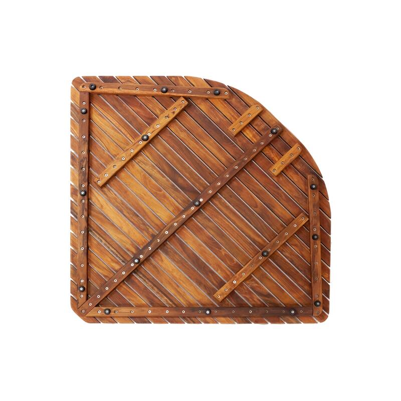 Nordic Style Corner Teak Shower and Spa Mat with Rounded Edge 30″x 30″
