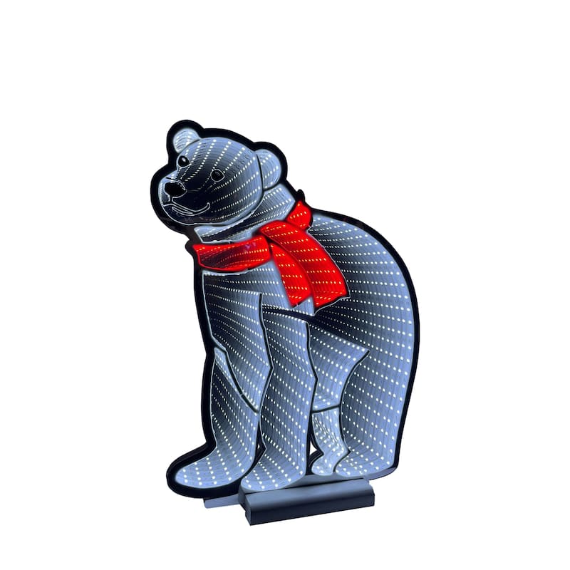 LED Lighted 3D Polar Bear Christmas Infinity Mirror - 17"