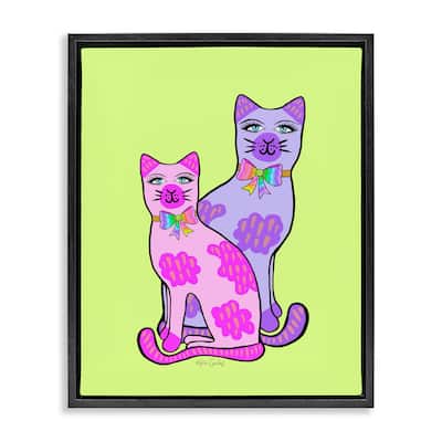 Stupell Funky Bright Cats Framed Floater Canvas Wall Art Design By Katie Conley