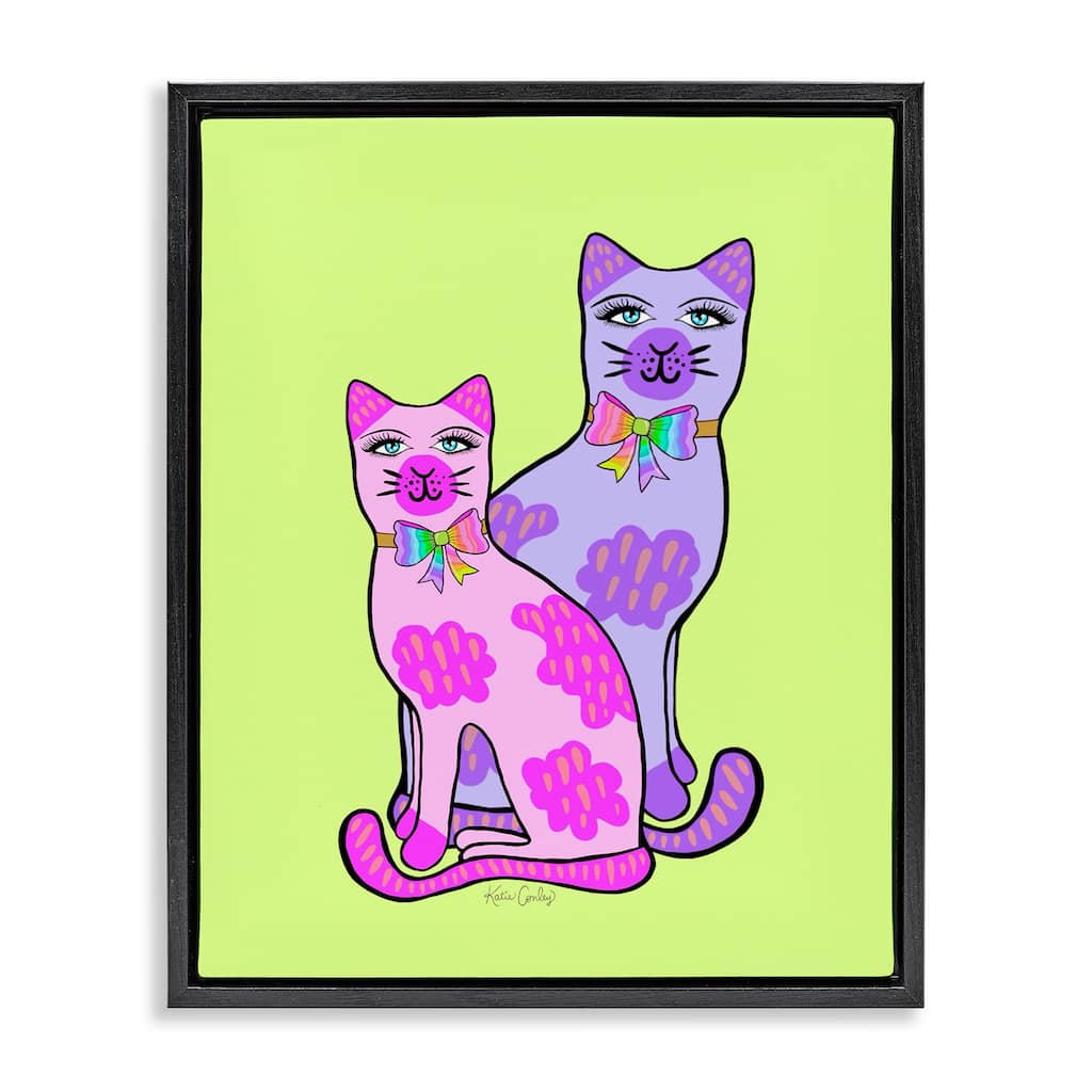 Stupell Funky Bright Cats Framed Floater Canvas Wall Art Design By Katie Conley