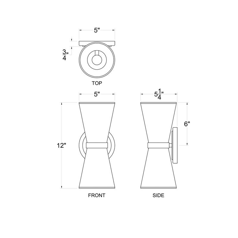 Varaluz Mad Hatter 2-Light Wall Sconce - Matte Black/French Gold