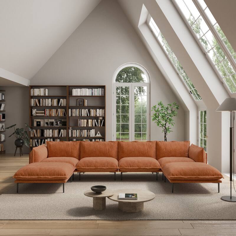 Living Room Furniture Velvet Sectional Sofa U-shaped Modular Sofa Deep Seat Upholstered Cloud Couch