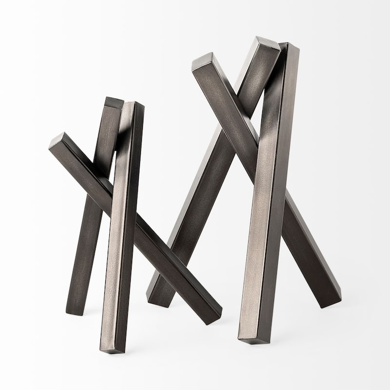 HomeRoots 12" Gunmetal Gray Metal Abstract Geometric Tabletop Sculpture