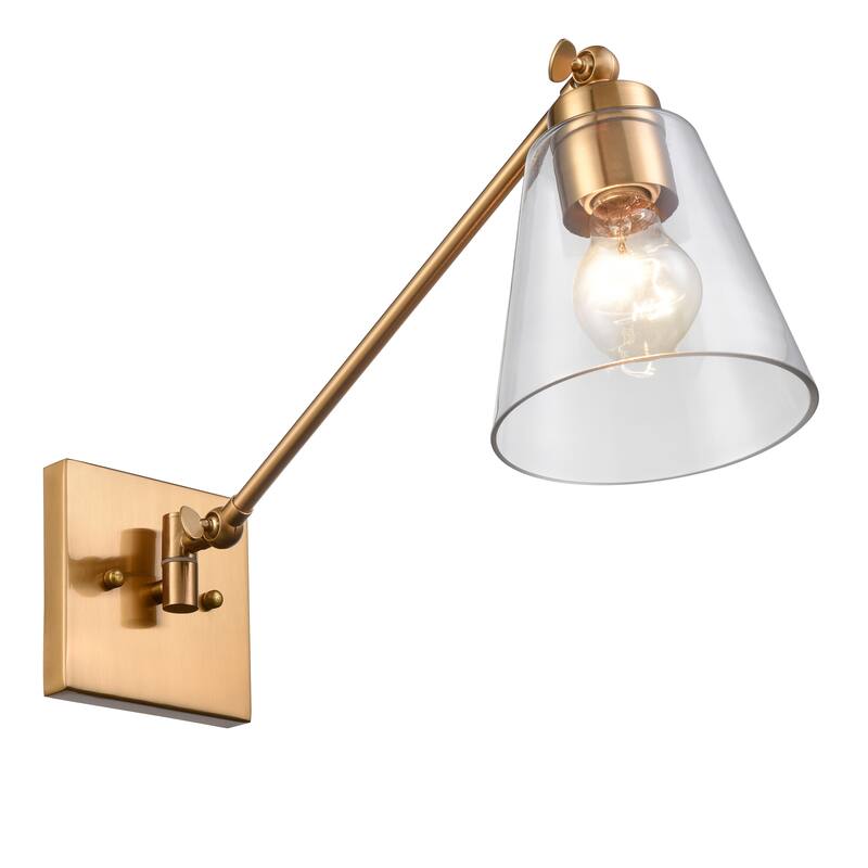 Elk Home East Point Satin Brass With Clear Glass Shade Sconce