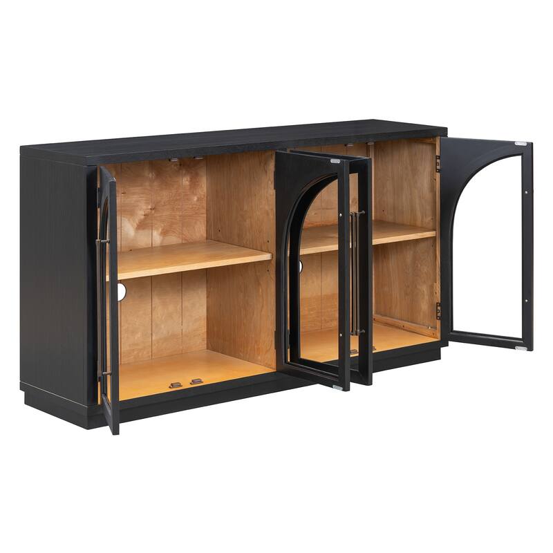 Large Storage Sideboard Buffet Cabinet with Metal Handles, Adjustable Shelves