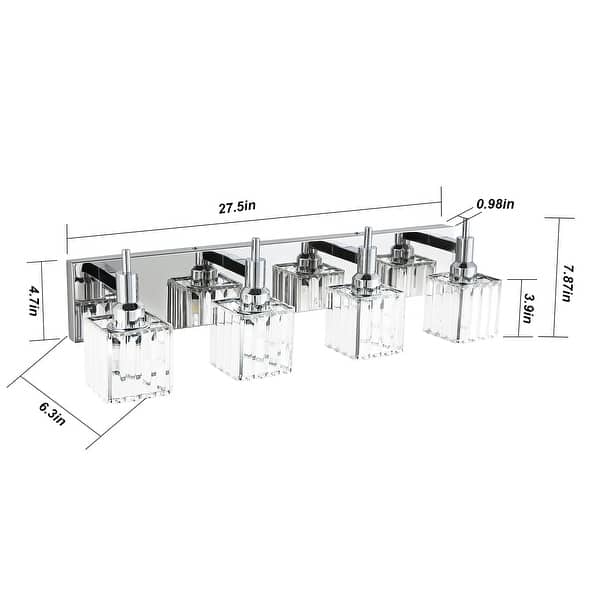 dimension image slide 15 of 23, 2/3/4-Light Modern Bathroom Crystal Vanity Light Wall Sconces