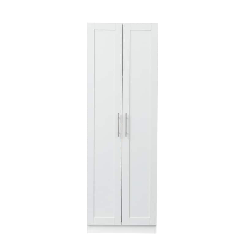 3 Shelf Storage Cabinet 2 Doors Wardrobe and Kitchen Cabinet, White