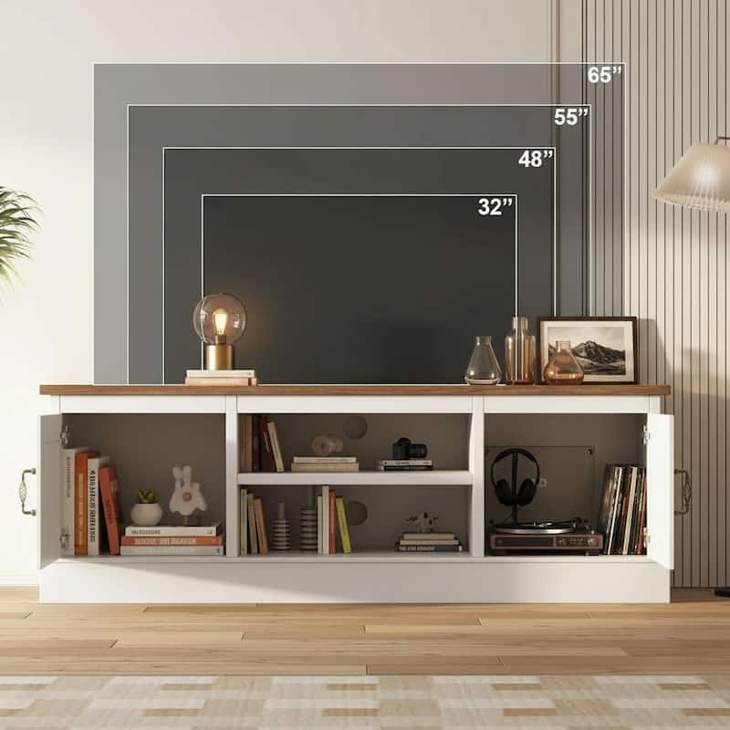 Farmhouse TV Stand, with Storage Cabinets