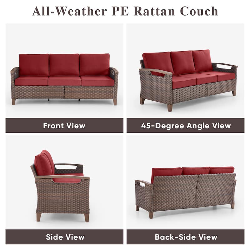 Pocassy Patio Sofa PE Wicker Set