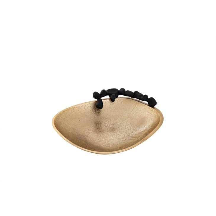 Gold Snack Bowl with Black Pebble Detail