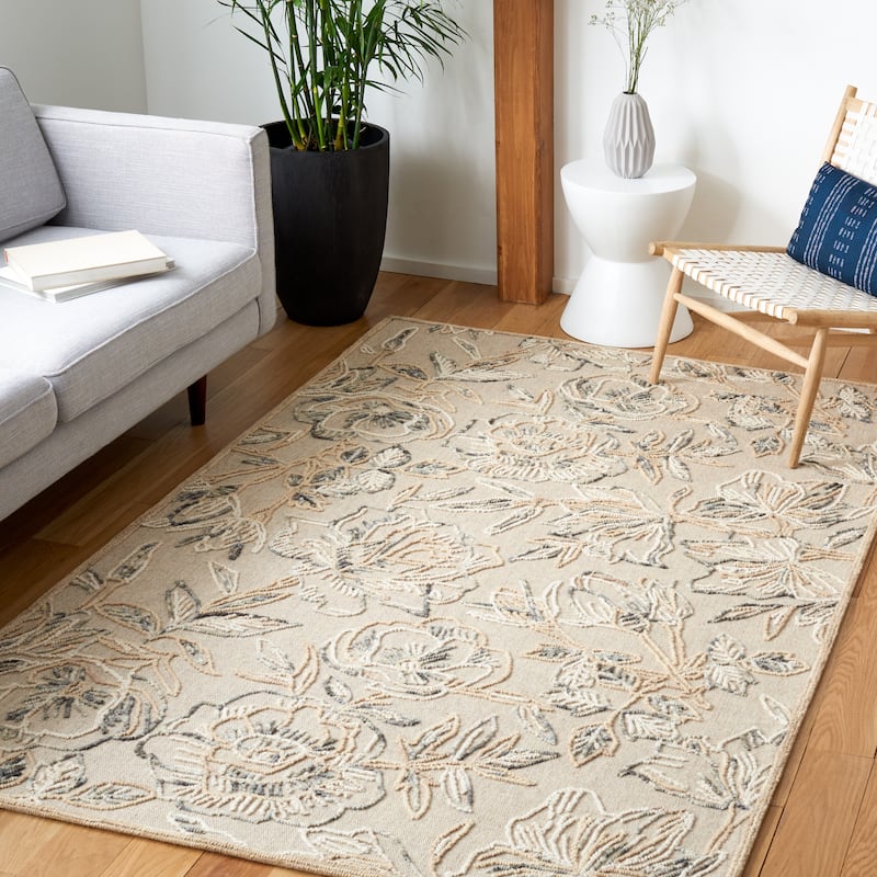 SAFAVIEH Handmade Trace Ursela Wool Rug - 4' x 6' - Beige/Grey