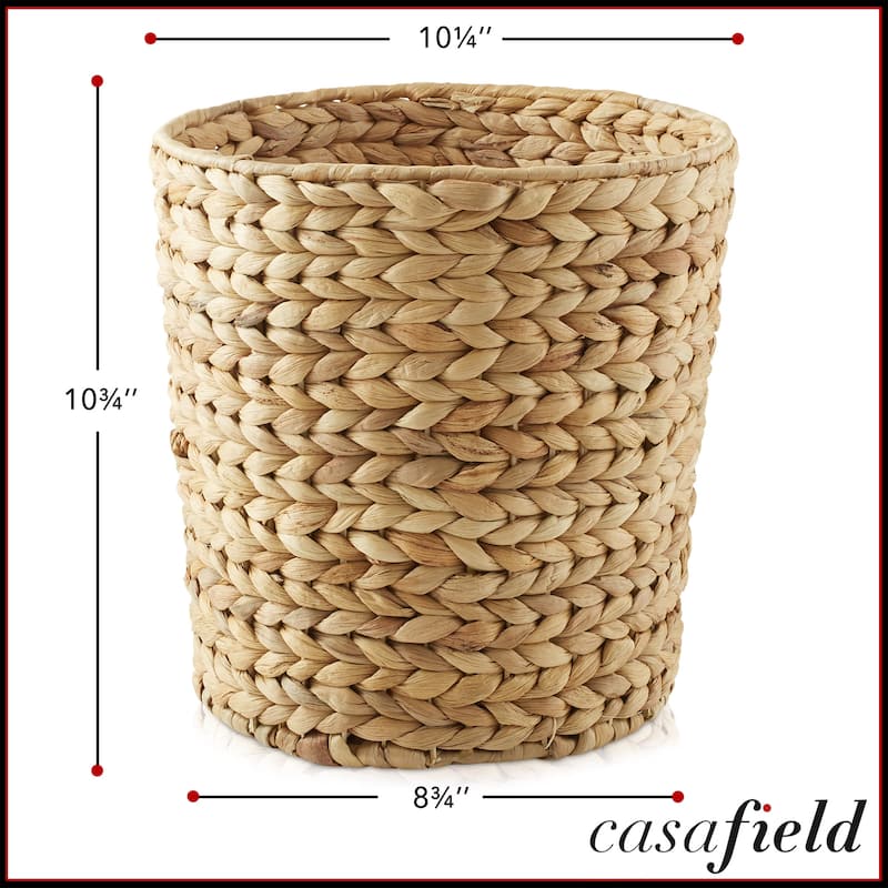 Set of 2 Water Hyacinth Waste Baskets Natural Woven Trash Can Bins - Tan - 2 Pack