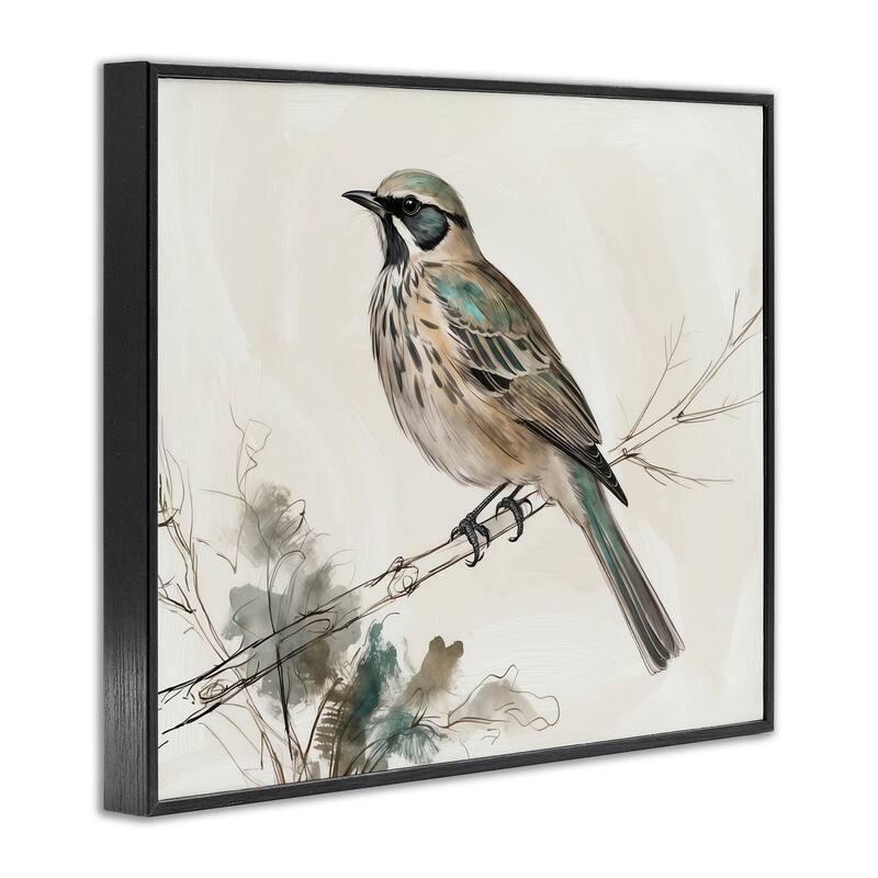 Stupell Perched Bird Illustration Framed Giclee Art Design By LSR Creative Studio