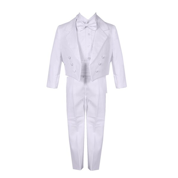 Boys White 5 Piece Vest Jacket Pants Special Occasion Tuxedo Suit