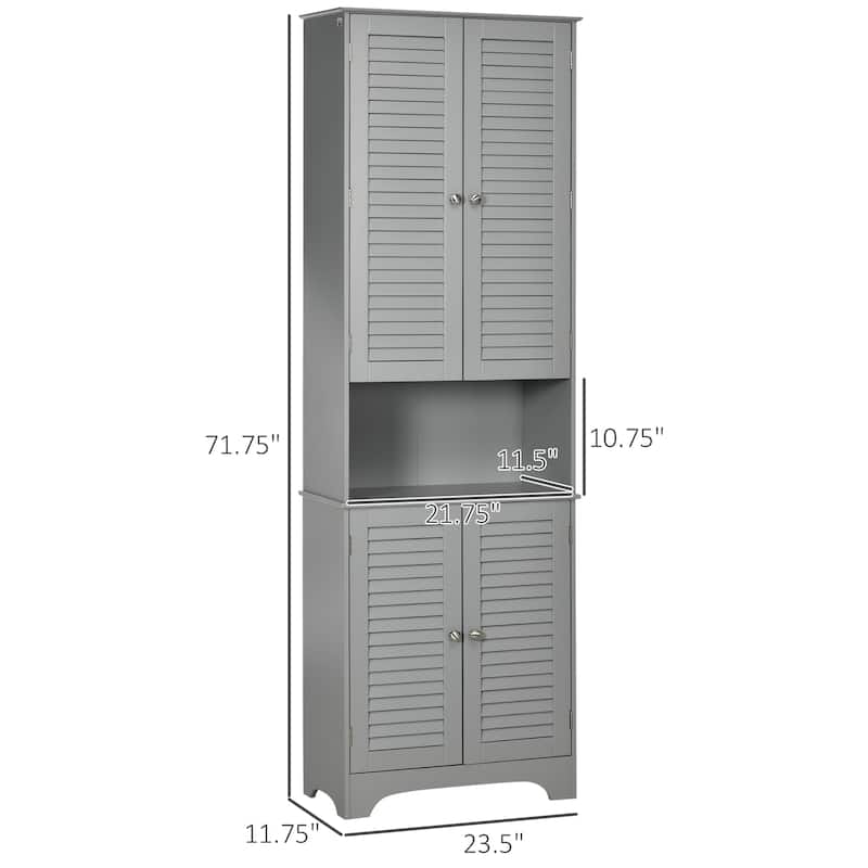 Tall Bathroom Cabinet with Adjustable Shelves Anti Tilt Design and Space Saving Storage - 23.5" W x 11.75" D x 71.75" H
