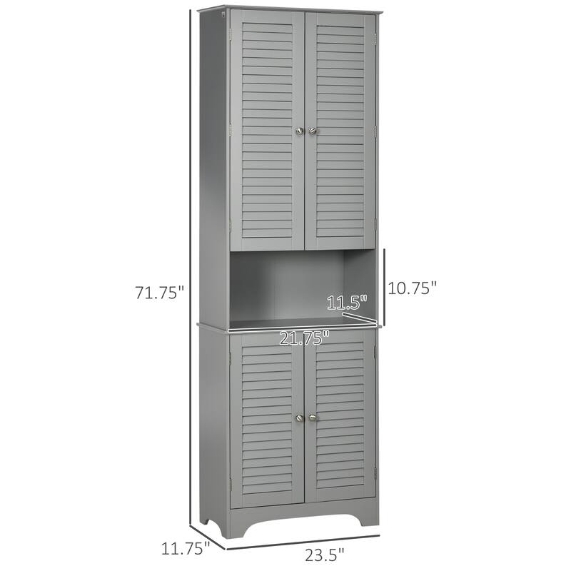 HOMCOM Freestanding Bathroom Storage Cabinet with Shutter Doors and Adjustable Shelves, Toilet Vanity Cabinet