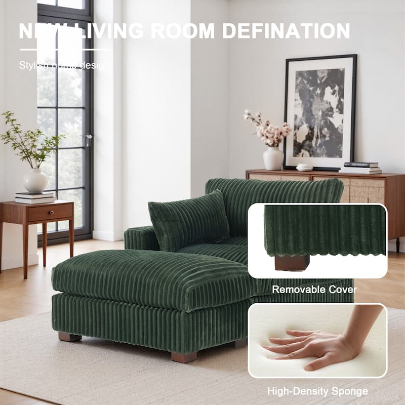 Modren Plush Upholstered Coner Chair and Ottoman Set