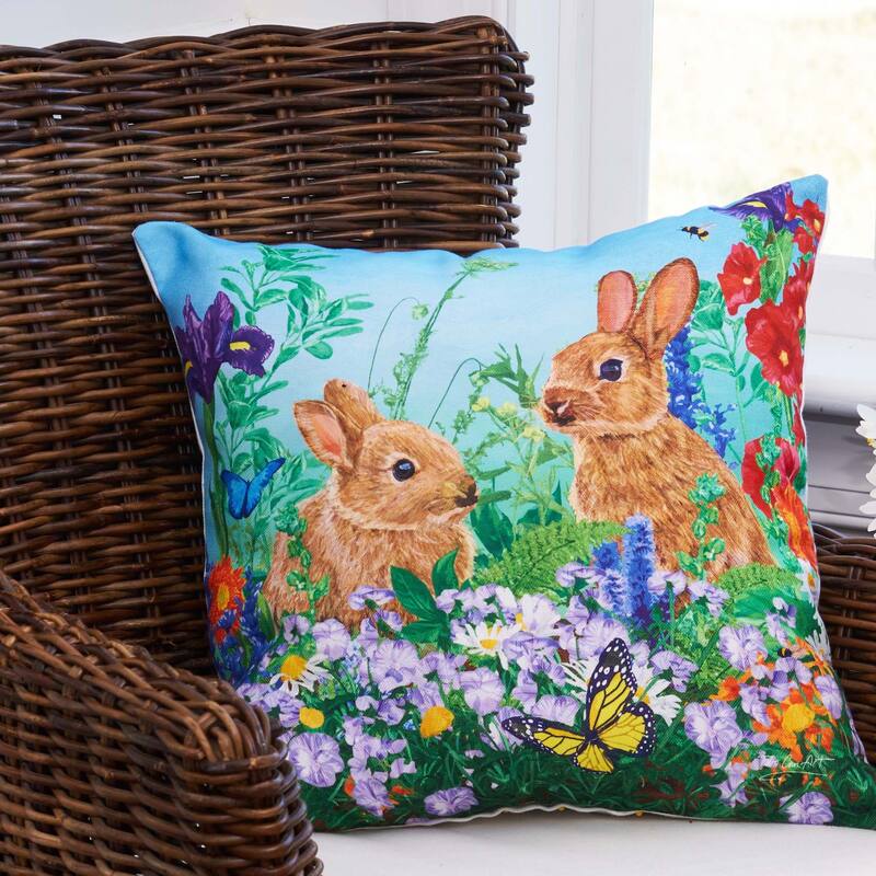 Bunny Garden Paradise Pillow