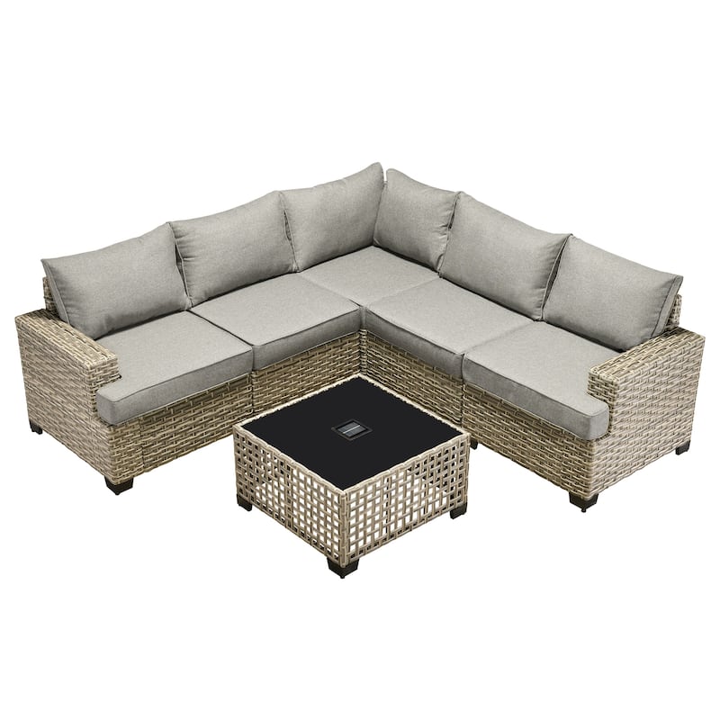 XIZZI 6-Piece Outdoor Wicker Patio Furniture Set with Coffee Table