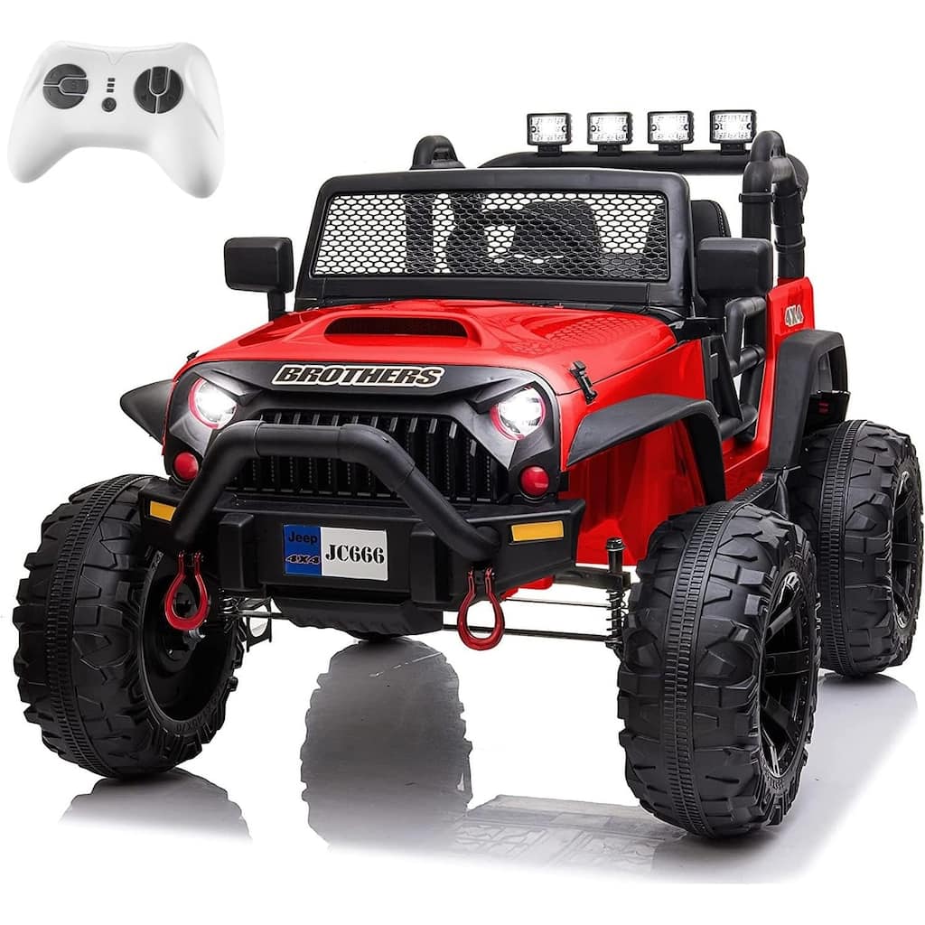 24V Kids Electric Ride-On Truck with Remote Control, Double Doors, Spring Suspension, Music Player, 3 Speeds, for Ages 3-8