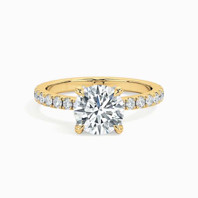 Auriya 14kt Yellow Gold Lab Grown Round Diamond with Accent Engagement Ring (F-G, VS) - 8 - 1.25 ct. center